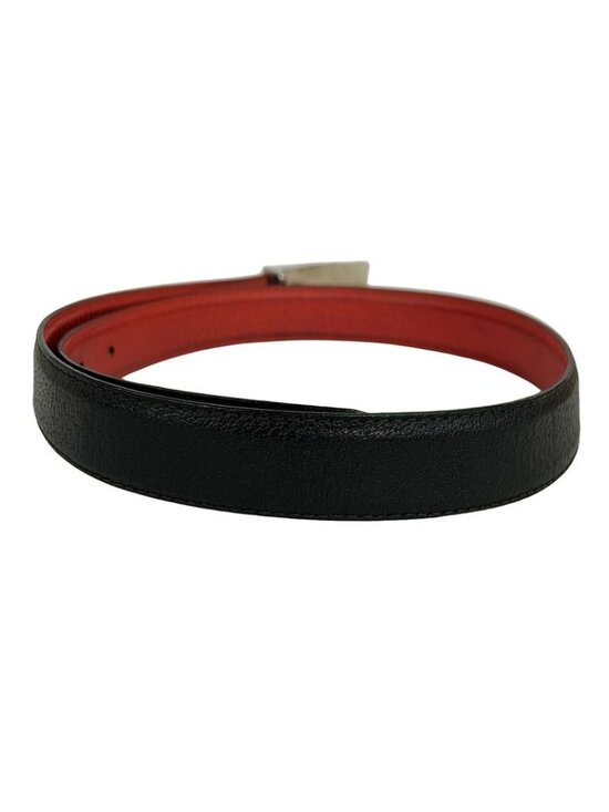 Bvlgari Belt 110 44 Black Red Silver Reversible Leather